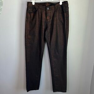 Rock and Shine Reitmans Red Bronze Metallic Sparkle Pants Womens Size 28 Petite